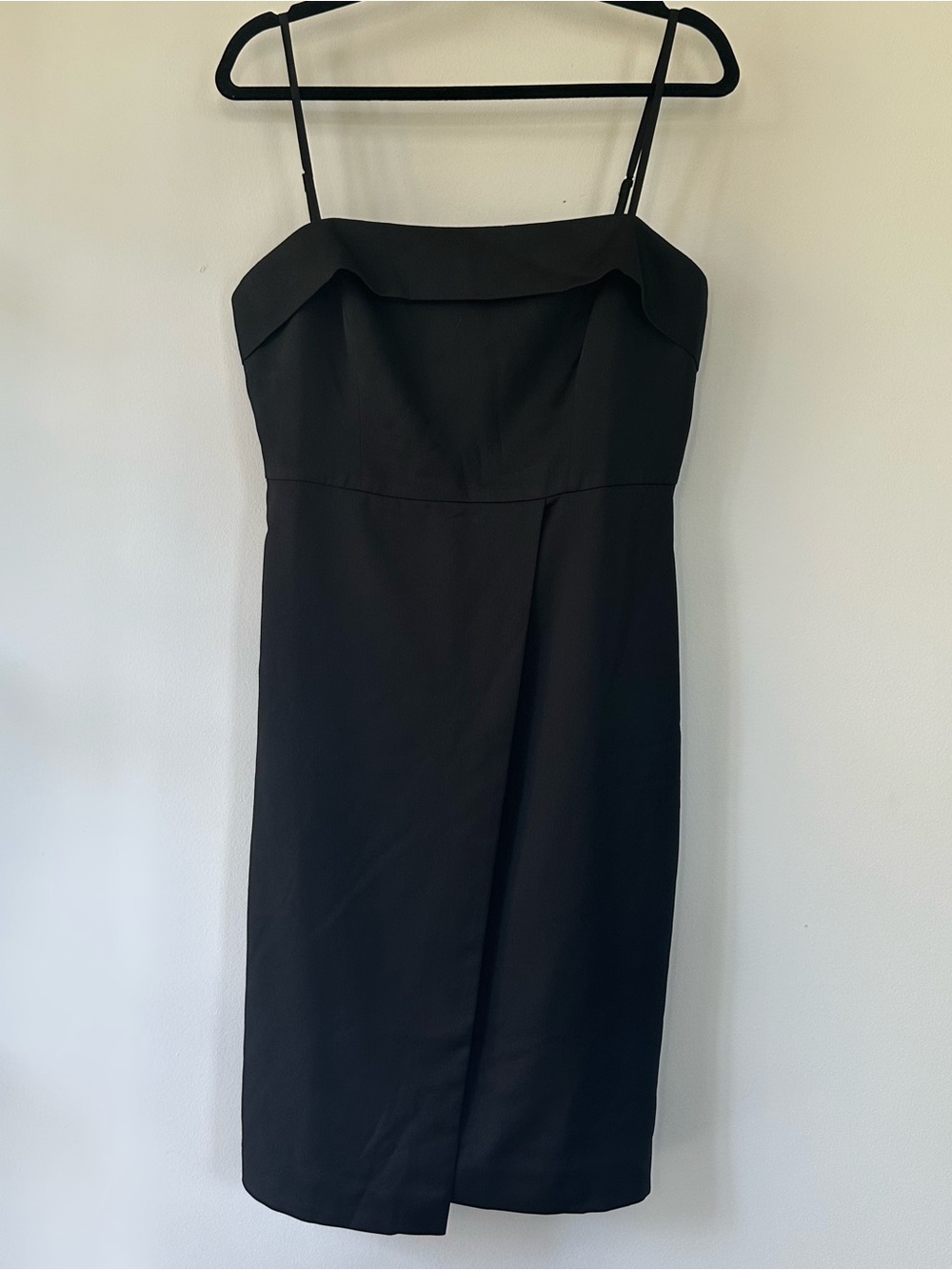 J. Crew 365 Black Satin Fold Over Sleeveless Crepe Dress